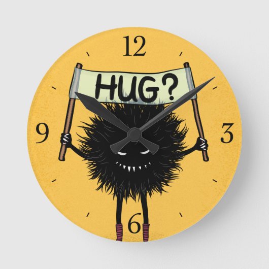 Monster Hug Niedlicher böser Charakter Runde Wanduhr (Vorderseite)