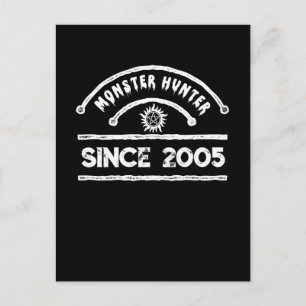 Monster Hunter Siegel in bedrängter Typografie Feiertagspostkarte
