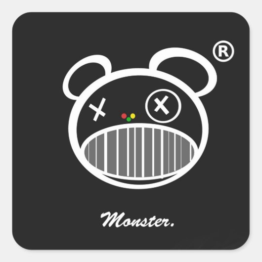 Monster-Icon-Aufkleber schwarz Quadratischer Aufkleber (Vorderseite)