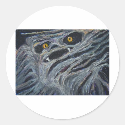 Monster im Holz Runder Aufkleber (Vorderseite)