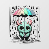 Monster im Regen Fensteraufkleber (Blatt)