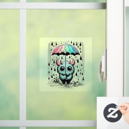 Monster im Regen Fensteraufkleber (Zuhause)