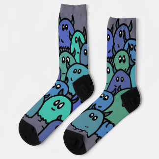 Monster in Blau Socken