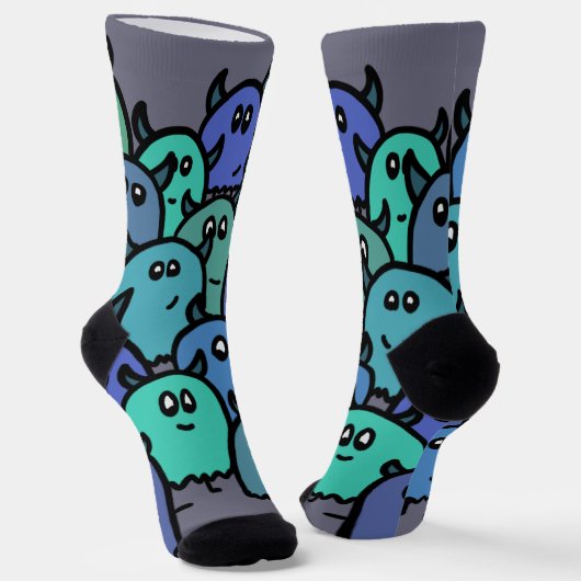 Monster in Blau Socken (Gewinkelt)