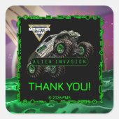 Monster Jam - Alien Invasion Geburtstag Quadratischer Aufkleber (Vorderseite)