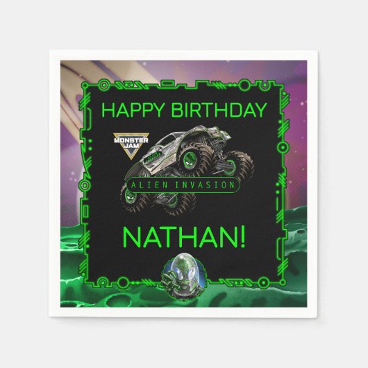 Monster Jam - Alien Invasion Geburtstag Serviette (Vorderseite)