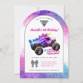 Monster Jam - Funkelnder Smash Geburtstag Einladung (Vorderseite)