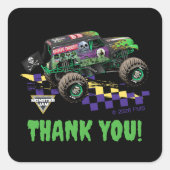Monster Jam Grave Digger Danke Ihnen Quadratischer Aufkleber (Vorderseite)