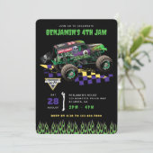 Monster Jam - Grave Digger Geburtstag Einladung (Stehend Vorderseite)