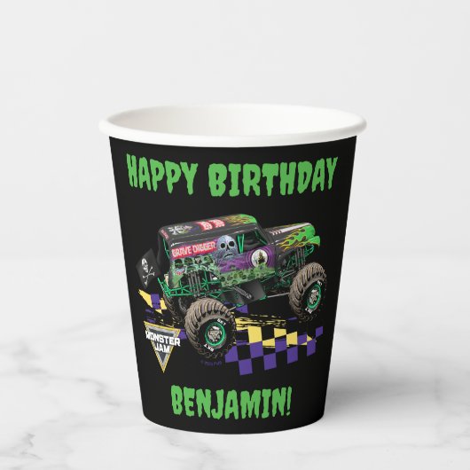 Monster Jam Grave Digger Geburtstag Pappbecher (Vorderseite)