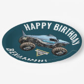Monster Jam Megalodon Geburtstag Pappteller (Schrägansicht)
