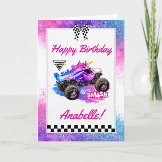 Monster Jam - Sparkle Smash Geburtstag Karte (Vorderseite)