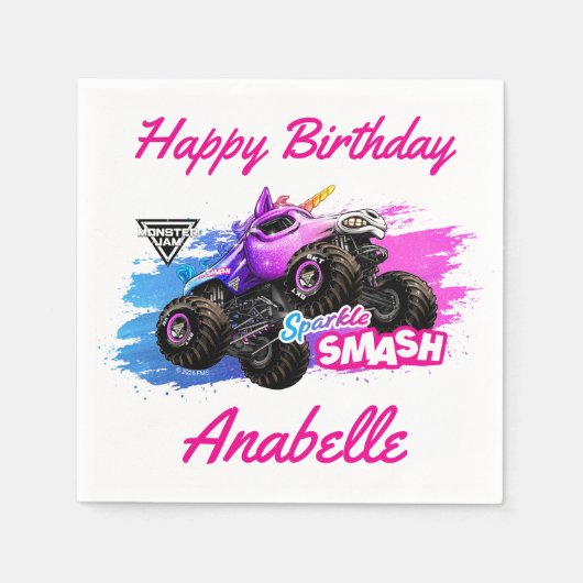 Monster Jam - Sparkle Smash Geburtstag Serviette (Vorderseite)