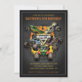 Monster Jam Trucks Geburtstag Einladung (Vorderseite)