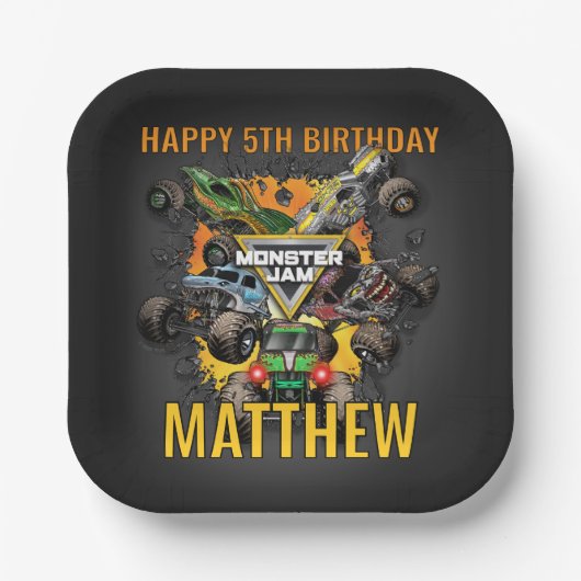 Monster Jam Trucks Geburtstag Pappteller (Vorderseite)