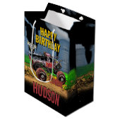 Monster Jam - Zombie Geburtstag Mittlere Geschenktüte (Vorderseite Schrägansicht)