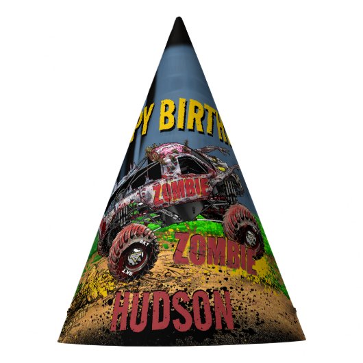Monster Jam - Zombie Geburtstag Partyhütchen (Vorderseite)