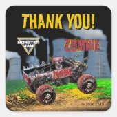 Monster Jam - Zombie Geburtstag Quadratischer Aufkleber (Vorderseite)