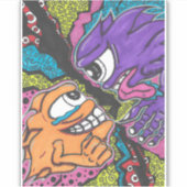 Monster kämpfen Vinyl Aufkleber (Vorderseite)