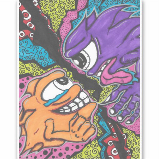 Monster kämpfen Vinyl Aufkleber (Vorderseite)