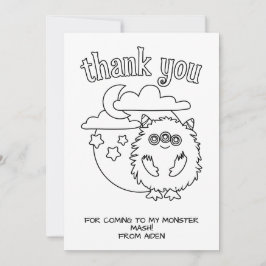 Monster Kids Coloring Card Gastgeschenk Vielen Dan Dankeskarte