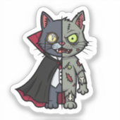 Monster Kitty Mashup - Half Vampire, Half Zombie Aufkleber (Vorderseite)
