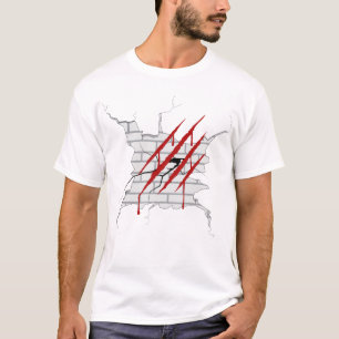 Monster-Klauen-Schlag auf gesprungener Wand T-Shirt