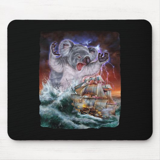 Monster Koala als Kraken angreifen ein Kriegsschif Mousepad (Vorne)