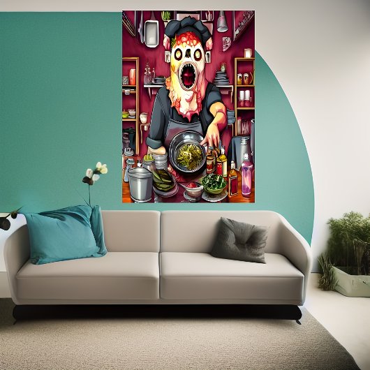 Monster-Koch in der Küche | AI Art Poster