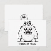 Monster Kontur Sketch Klein Dankeskarte (Vorne/Hinten)