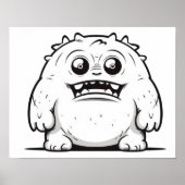 Monster Kontur Sketch Klein Poster (Vorne)
