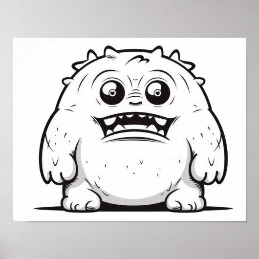 Monster Kontur Sketch Klein Poster (Vorne)