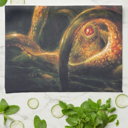 Monster-Krake Küchentuch (Gefaltet)