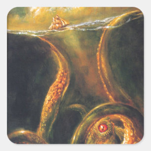 Monster-Krake Quadratischer Aufkleber