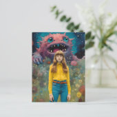 Monster kümmern sich nicht um farbenfrohe Fantasie Postkarte (Stehend Vorderseite)