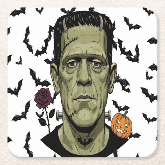 Monster Laughs Funny Spooky Frankenstein Energy Rechteckiger Pappuntersetzer (Vorderseite)