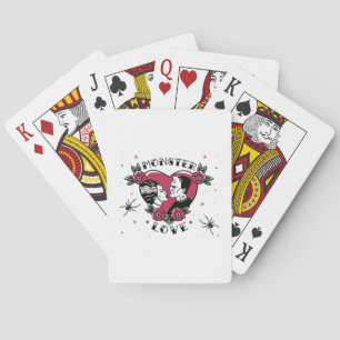 Monster Liebe Bride Frankenstein Vintag Tattoo Spielkarten
