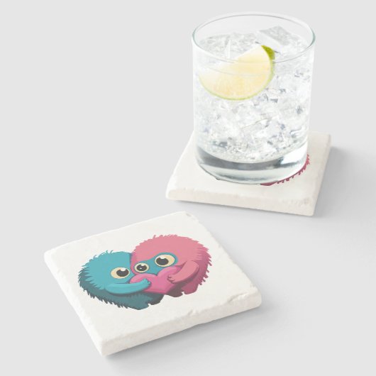 Monster-Liebe Steinuntersetzer (Seitenansicht)