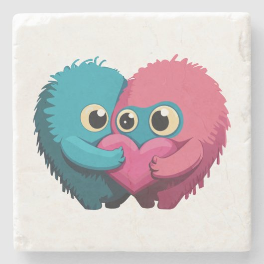 Monster-Liebe Steinuntersetzer (Vorderseite)