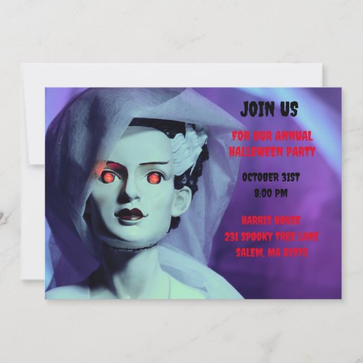 Monster Lila Bride Frankenstein Einladung (Vorderseite)