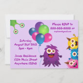 Monster (Lila) Einladung (Rückseite)