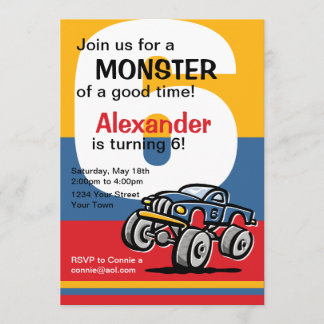 Monster-LKW-6. Geburtstag Einladung