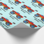 Monster-LKW-alles- Gute zum Geburtstagname Geschenkpapier (Ecke)