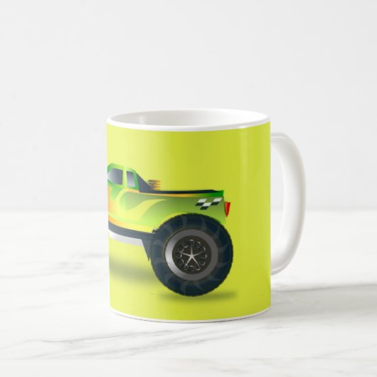Monster-LKW auf Kalkgrün Kaffeetasse (VorderseiteRechts)