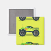 Monster-LKW auf Kalkgrün Magnet (Vorderseite/Rückseite)