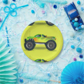 Monster-LKW auf Kalkgrün Pappteller (Party)