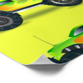 Monster-LKW auf Kalkgrün Poster (Ecke)