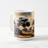 Monster-Lkw, die in der Wüste fahren, Kaffeetasse (Vorderseite Links)