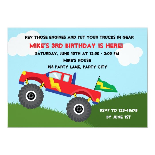 Monster Lkw Einladung Jungen Geburtstag Einladung Zazzle De