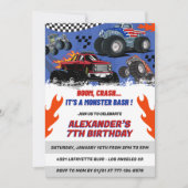 Monster LKW Geburtstag Einladungen Boom Crash (Vorderseite)